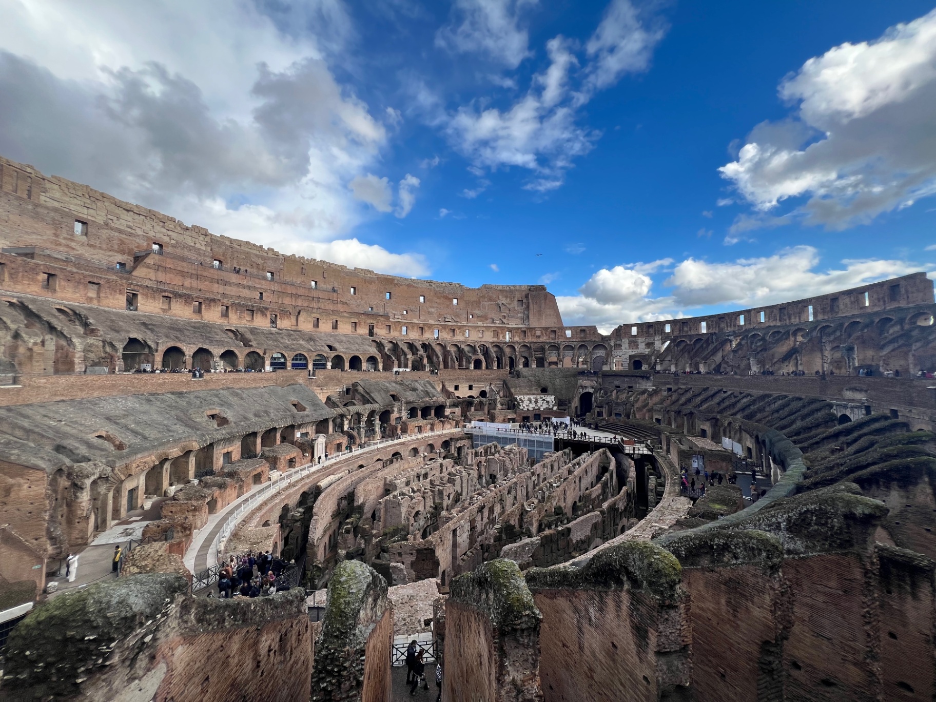 Rome — Inside the Colosseum, looking down on the arena.