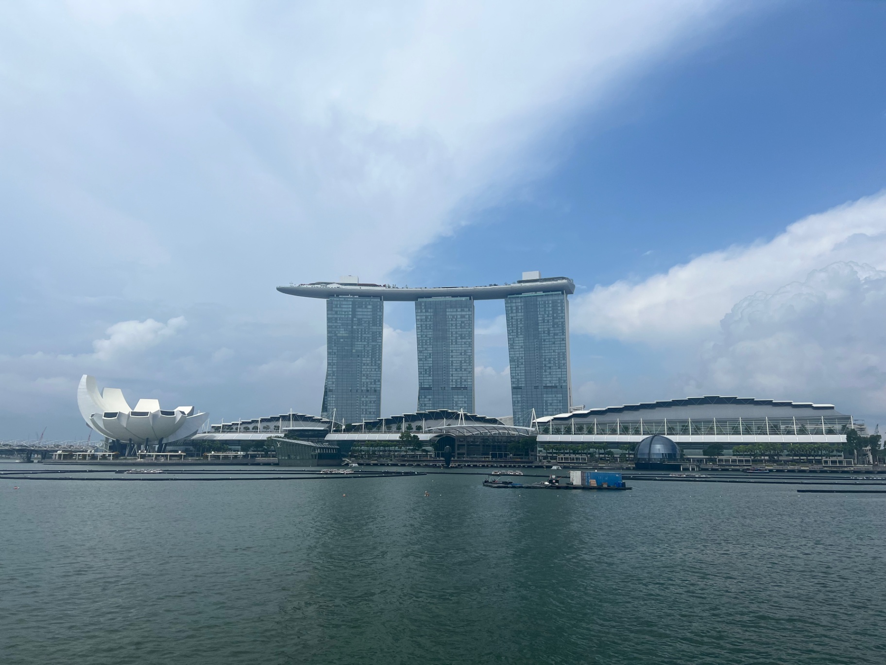Singapore — Marina Bay Sands sitting beneath a huge wash of monsoon cloud.