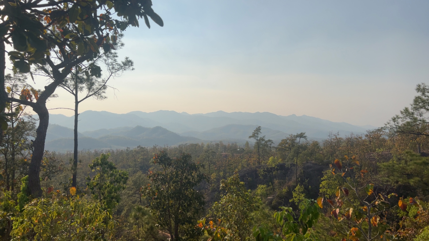 Pai — Hazy mountain ridges stacking into the horizon above the Pai canyon.