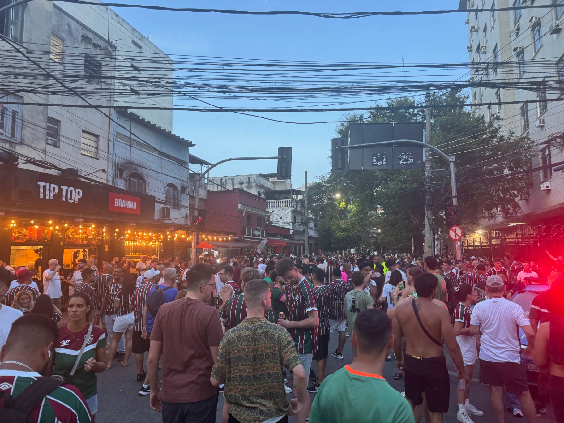 Rio de Janeiro — Fluminense fans filling the bar-lined streets before kickoff.