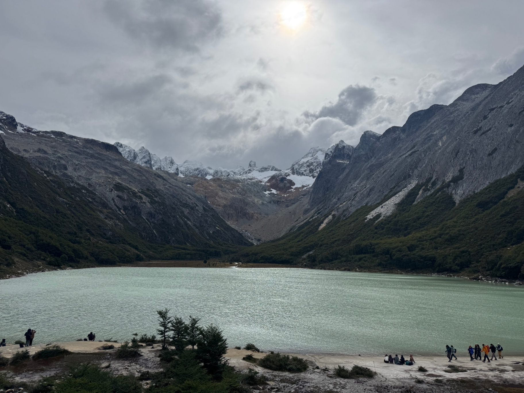 Ushuaia — Glacial water beneath steep walls at Laguna Esmeralda.