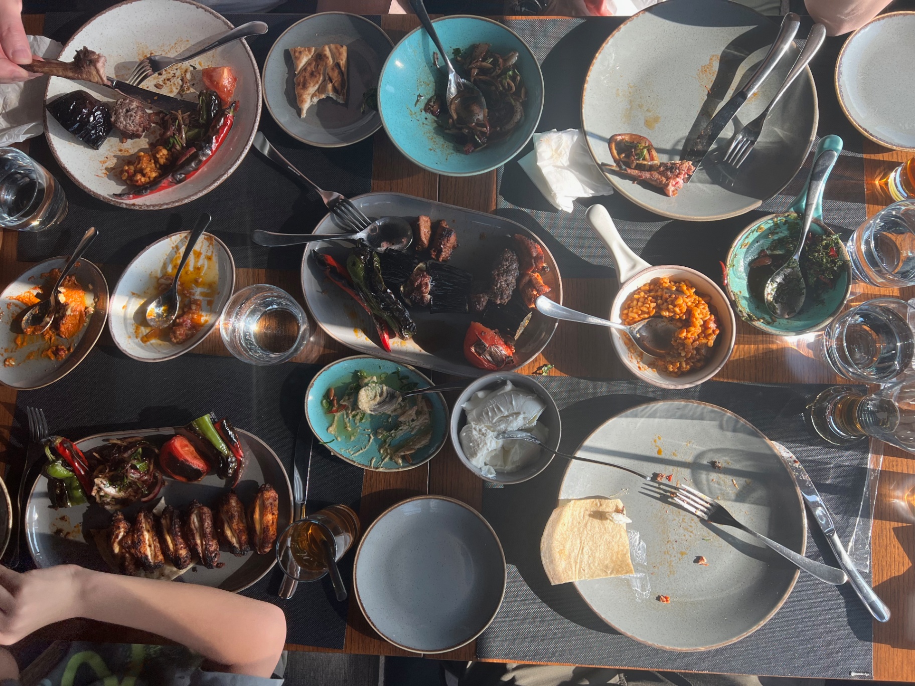 Istanbul — A long table of mezze and kebabs, well loved.