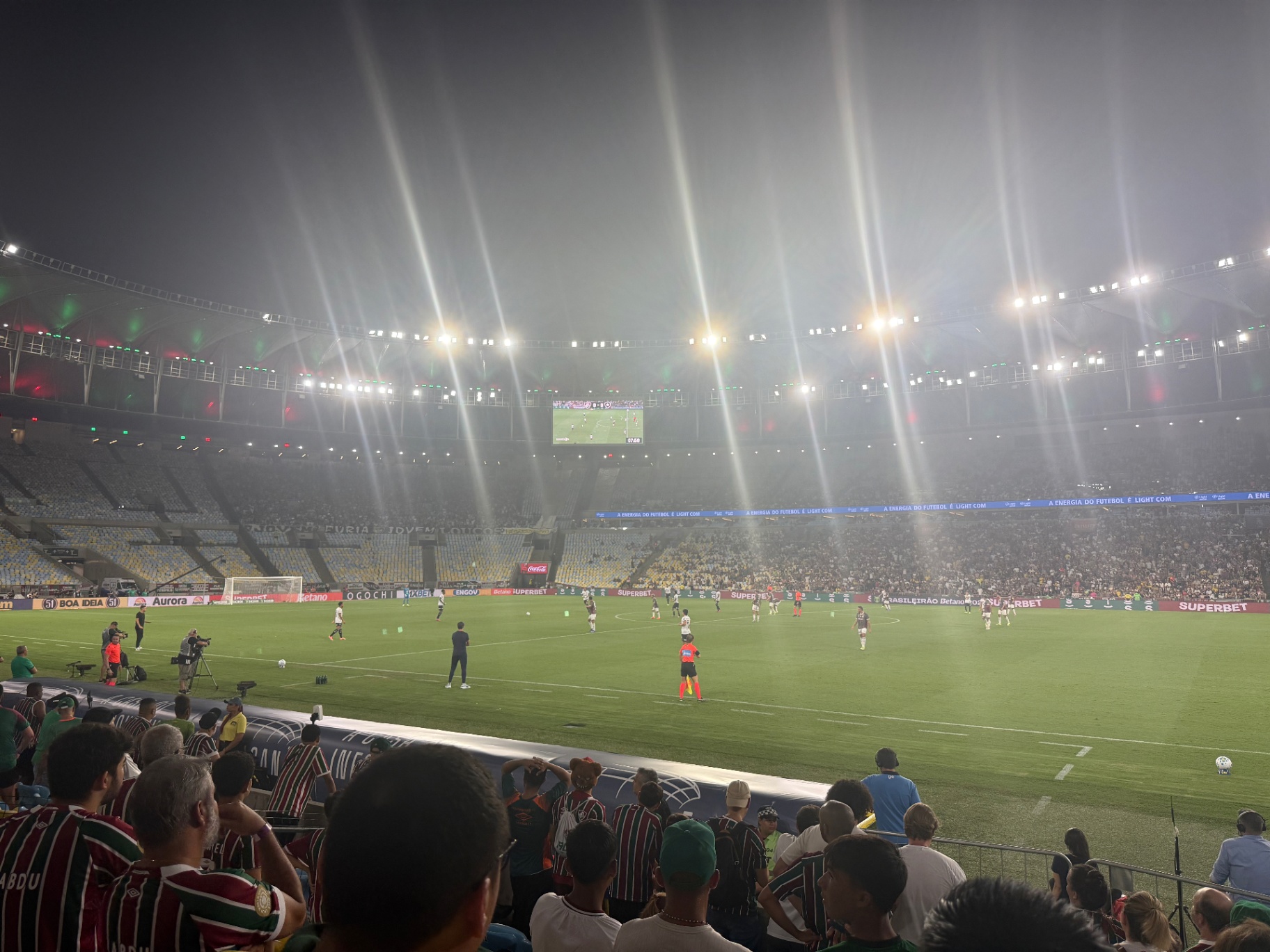 Rio de Janeiro — Floodlit pitch at the Maracanã on matchnight.