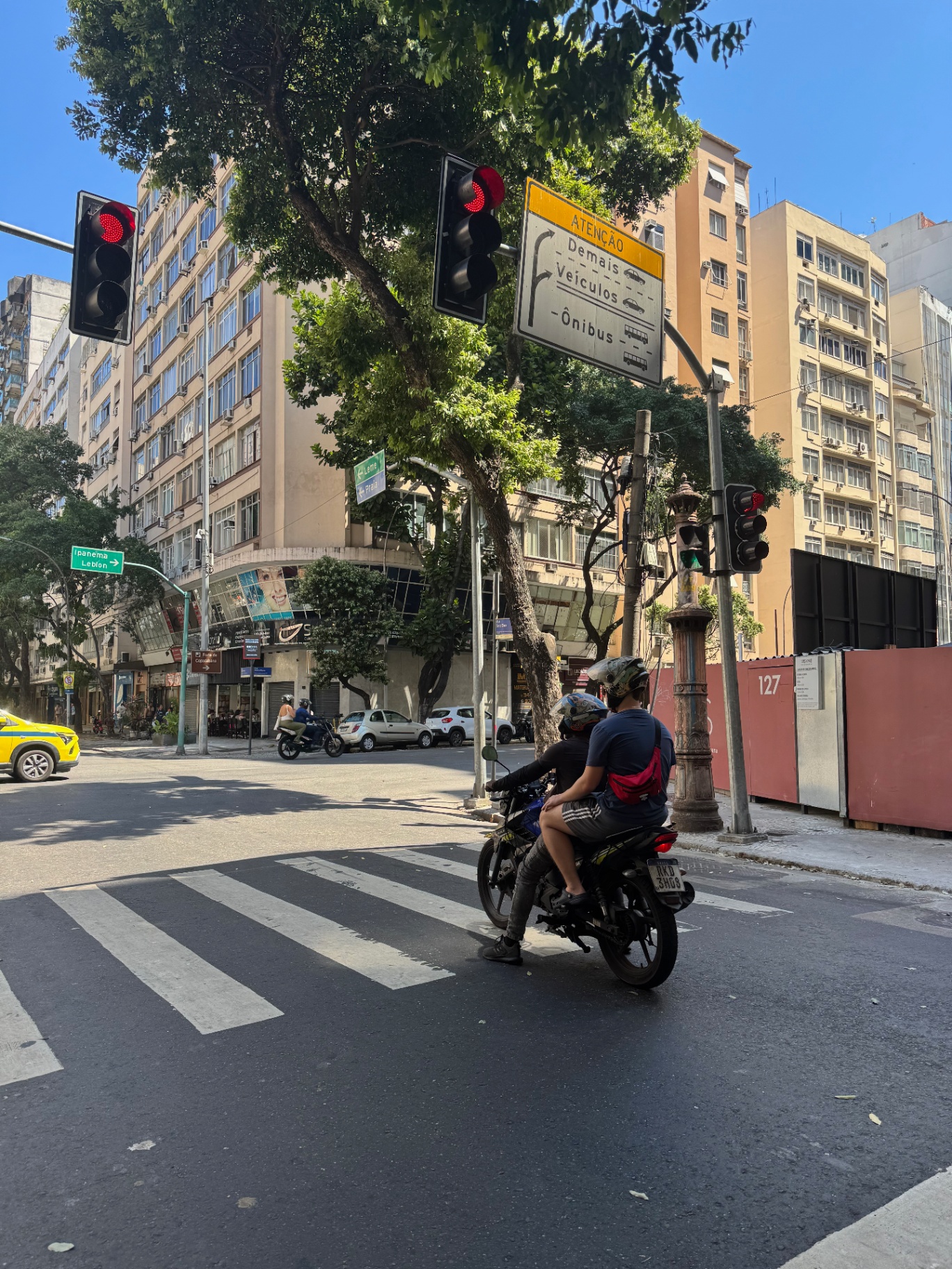 Rio de Janeiro — A quiet Copacabana crossing on a bright morning.