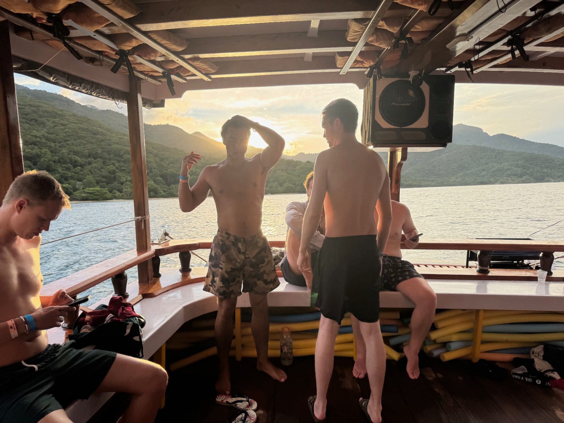 Ilha Grande — Golden hour on a boat off Ilha Grande.