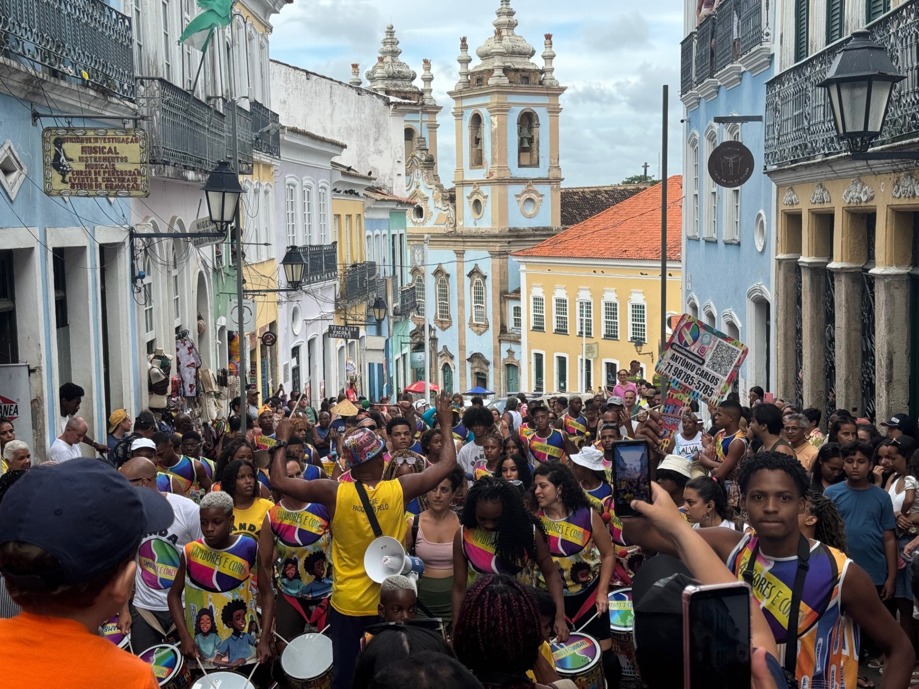 Salvador — A drum bloco filling the streets of Pelourinho.