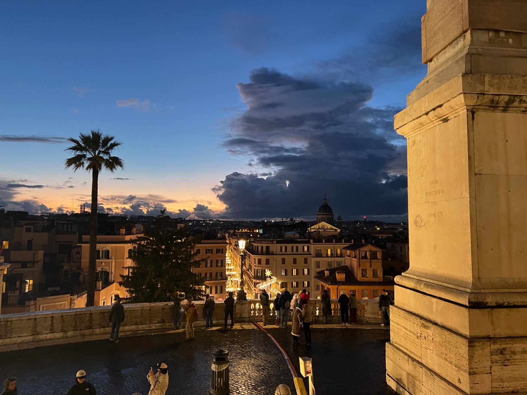 Rome — Dusk over Rome from the top of the Spanish Steps.