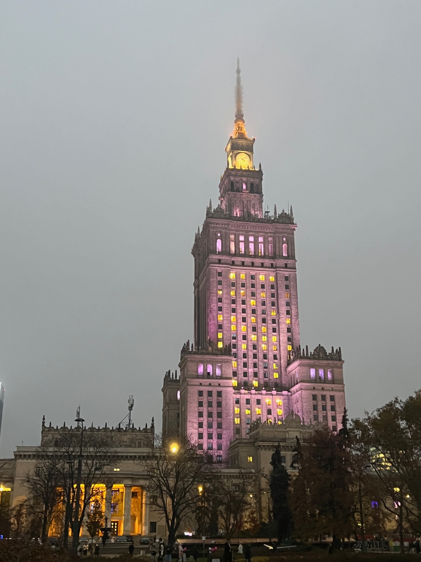 Warsaw — Palace of Culture and Science vanishing into the fog.