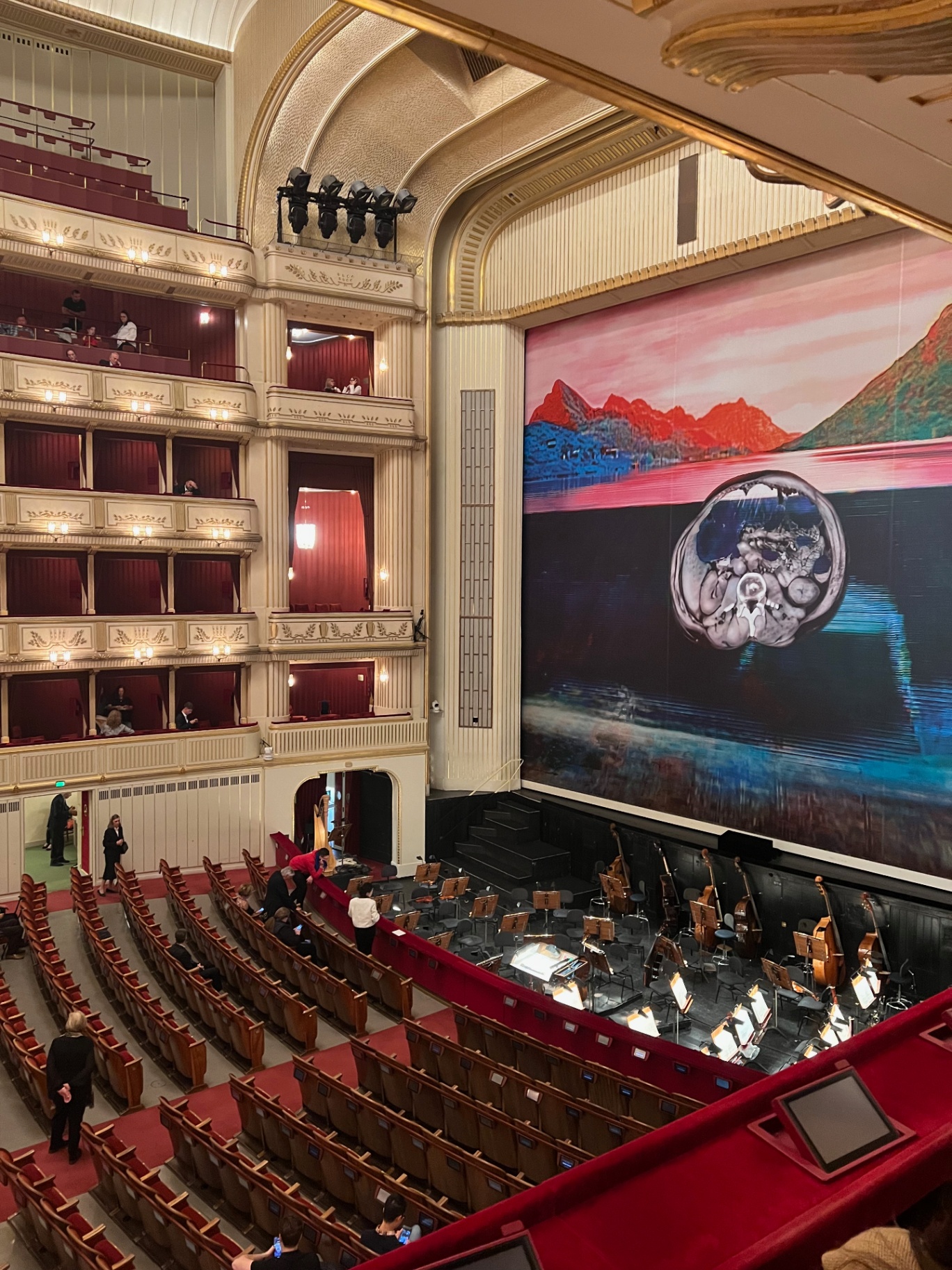 Vienna — Inside the State Opera before the curtain rises.