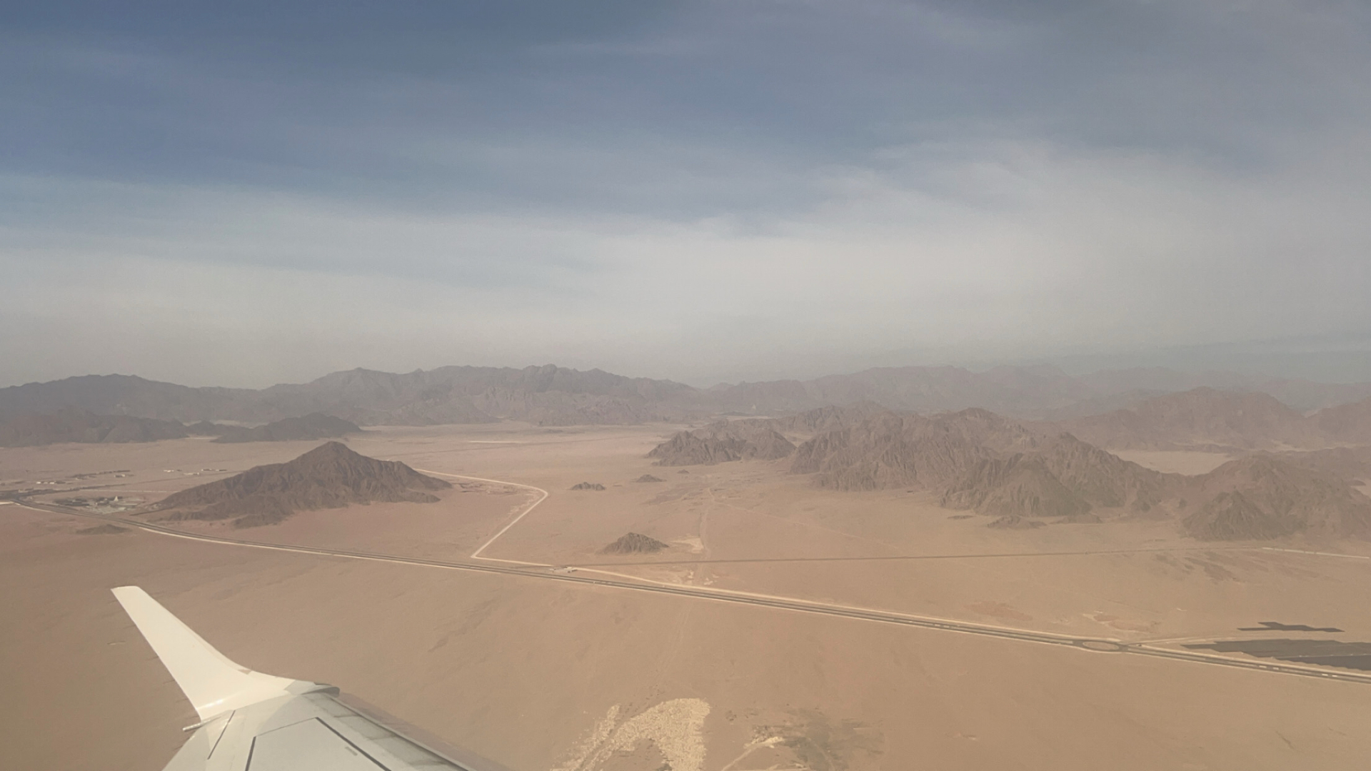 Sharm El Sheikh — Descending over the Sinai mountains and desert.