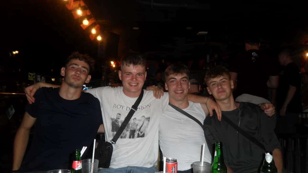 Hanoi — The lads out on a Hanoi bar night.