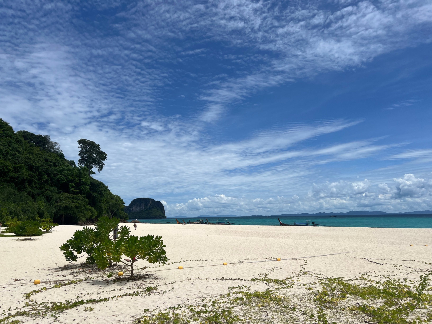 Phi Phi Island — Empty stretch of Bamboo Island beach in the late morning.