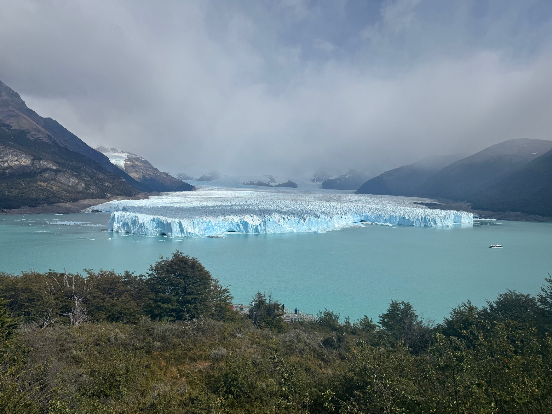 El Calafate — The full sweep of Perito Moreno across the lake.