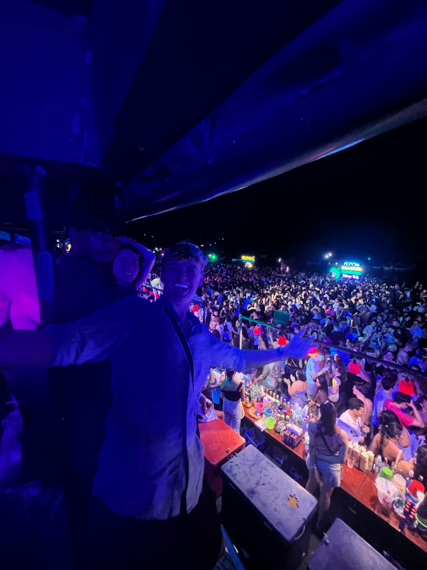 Ko Pha Ngan — Above the Full Moon Party crowd at Haad Rin.